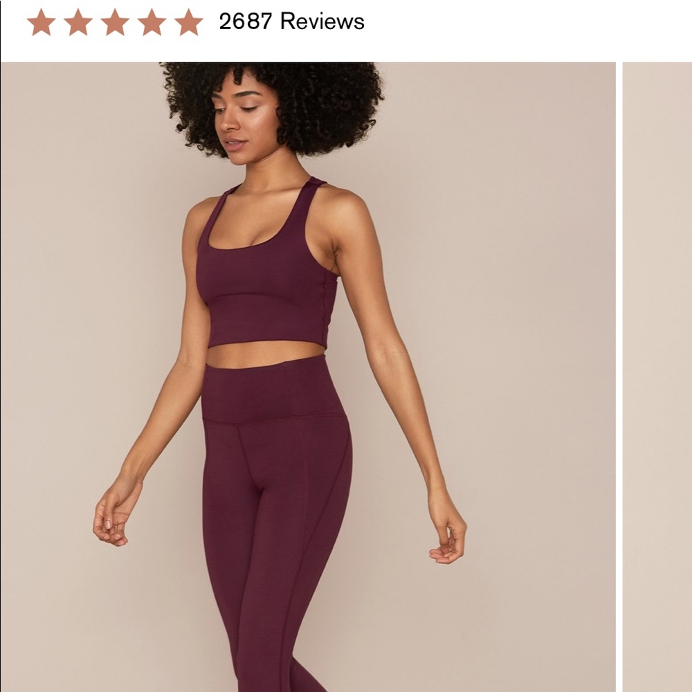 girlfriend collective SET. plum bra + 7/8 leggings